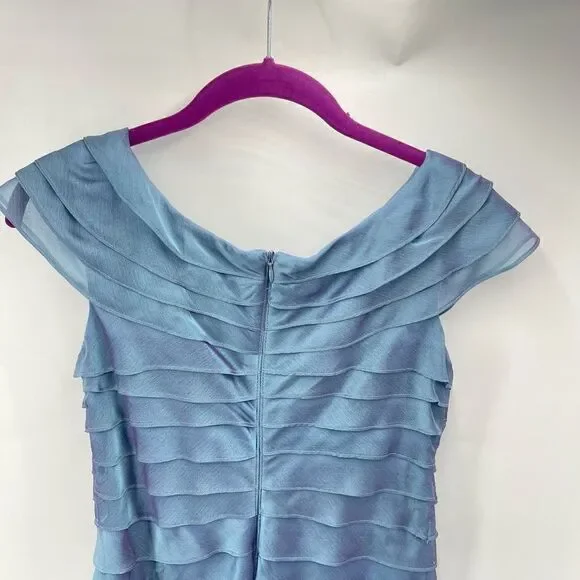 London Times Womens Flower Dress Knee Length Layered Lined Pale Dress 6 Petite - Picture 5 of 9